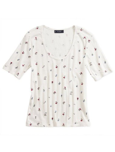 PRINTED POINTELLE SCOOP NECK TEE | Lucky Brand