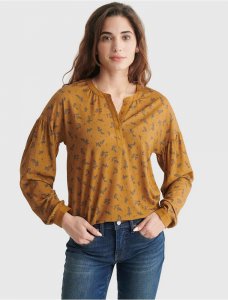 BUTTON-ACCENTED V-NECK TOP | Lucky Brand