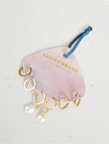 PEARL HUGGIE HOOP TRIO EARRING SET | Lucky Brand