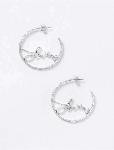 LOVE SCRIPT HOOP EARRING | Lucky Brand