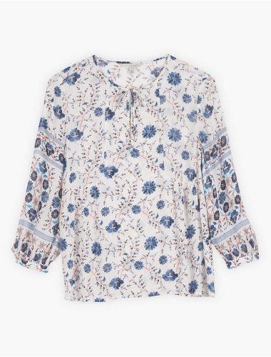 BORDER PRINTED SERENA PEASANT TOP | Lucky Brand