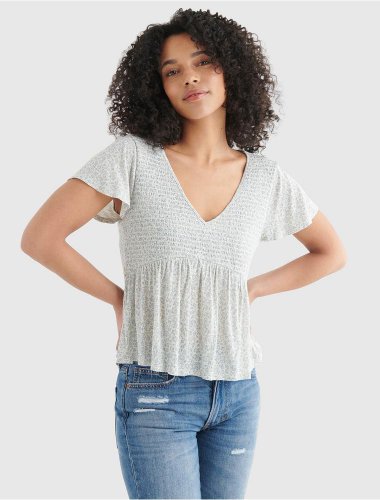 SMOCKED BABYDOLL TOP | Lucky Brand