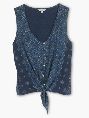 PRINTED FRONT TIE TOP | Lucky Brand