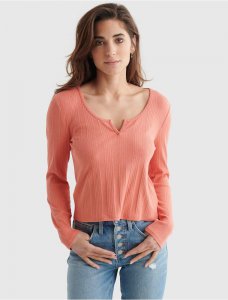 LONG SLEEVE SLIM NOTCH NECK TEE | Lucky Brand