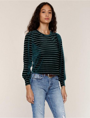 VELVET STRIPE SWEATSHIRT | Lucky Brand