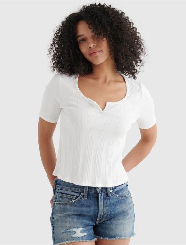 SHORT SLEEVE SLIM NOTCH NECK TEE | Lucky Brand