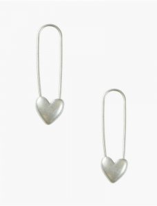 SILVER SAFETY PIN HEART EARRINGS | Lucky Brand