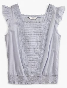 SQUARE NECK MIXED MEDIA BLOUSE | Lucky Brand