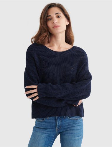 CROPPED RIB-KNIT PULLOVER REVERSIBLE SWEATER | Lucky Brand