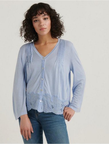 LACE TRIM BUTTON DOWN TOP | Lucky Brand