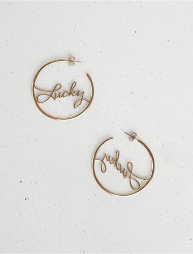 LUCKY SCRIPT HOOP EARRING | Lucky Brand