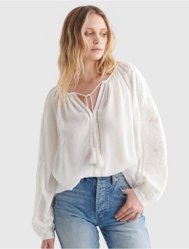 LONG SLEEVE CUTWORK PEASANT TOP | Lucky Brand