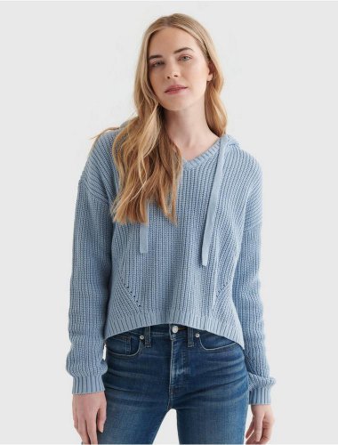 TEXTURED CROPPED HOODED SWEATER | Lucky Brand