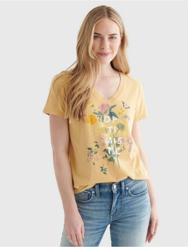 FLORAL OPTIMISTIC GRAPHIC V-NECK TEE | Lucky Brand