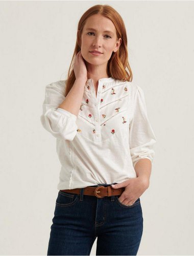EMBROIDERED HENLEY TOP | Lucky Brand