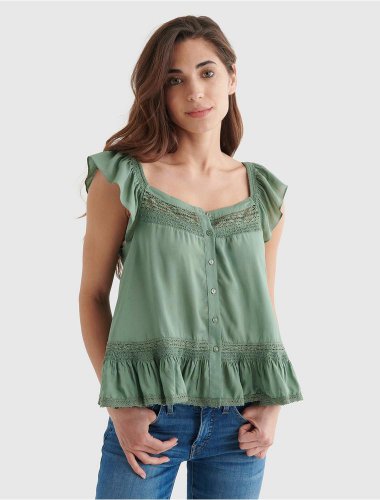 SQUARE NECK PEPLUM TOP | Lucky Brand