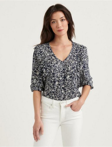 TAYLOR RUFFLE PEASANT TOP | Lucky Brand