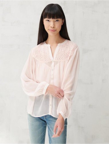 SMOCKED YOKE PEASANT TOP | Lucky Brand