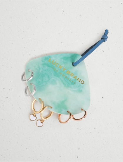 BEADED HUGGIE HOOP TRIO EARRING SET | Lucky Brand - Click Image to Close