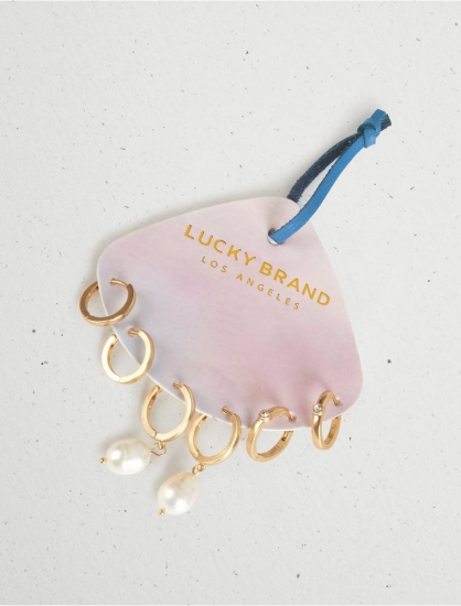 PEARL HUGGIE HOOP TRIO EARRING SET | Lucky Brand - Click Image to Close