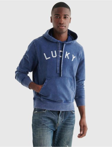 SUEDED TERRY LUCKY VARSITY HOODIE | Lucky Brand