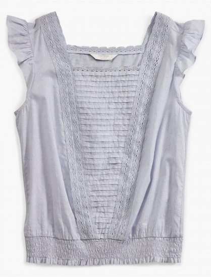 SQUARE NECK MIXED MEDIA BLOUSE | Lucky Brand - Click Image to Close