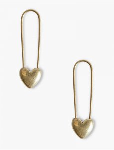 GOLD SAFETY PIN HEART EARRINGS | Lucky Brand