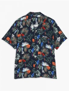 SHORT SLEEVE PRINTED CLUB COLLAR SHIRT | Lucky Brand