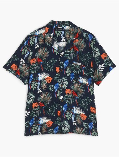 SHORT SLEEVE PRINTED CLUB COLLAR SHIRT | Lucky Brand