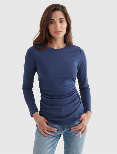 SANDWASH RIB LONG SLEEVE RUCHED TEE | Lucky Brand