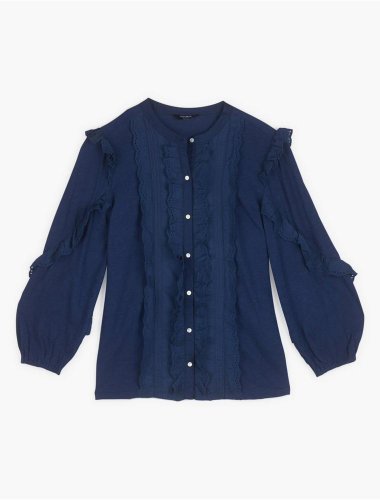 LONG SLEEVE RUFFLE BUTTON DOWN | Lucky Brand