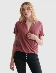 SHORT SLEEVE SURPLICE TOP | Lucky Brand