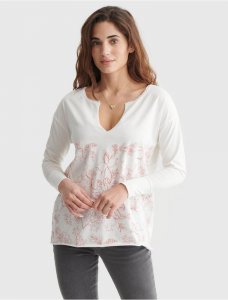 FLORAL-PRINT SPLIT NECK TOP | Lucky Brand