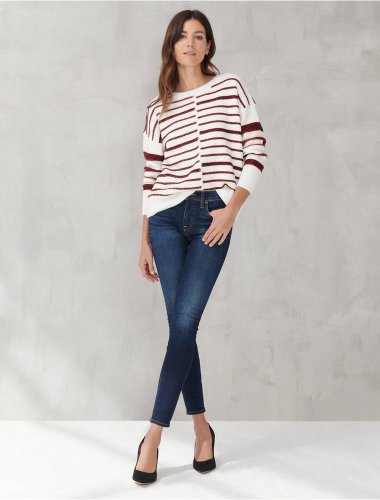 TEXTURED STRIPE CREW NECK SWEATER | Lucky Brand