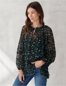 CHIFFON PRINTED PEASANT TOP | Lucky Brand