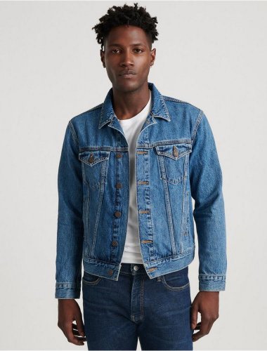 DARK BLUE TENCEL TRUCKER JACKET | Lucky Brand