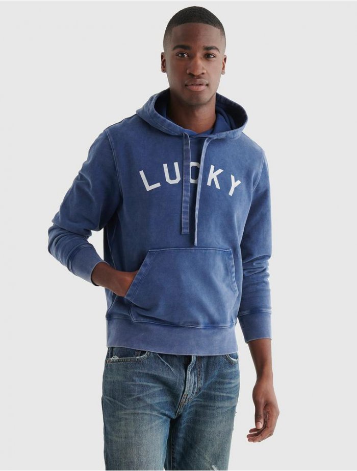 Sueded Terry Lucky Varsity Hoodie | Lucky Brand Outlet Shop - $26.90