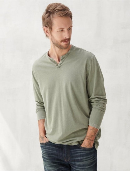 LONG SLEEVE MINERAL WASH BUTTON NOTCH | Lucky Brand - Click Image to Close