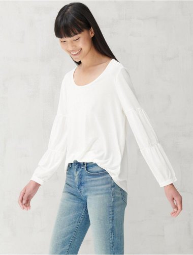 SANDWASH TIERED SLEEVE TOP | Lucky Brand